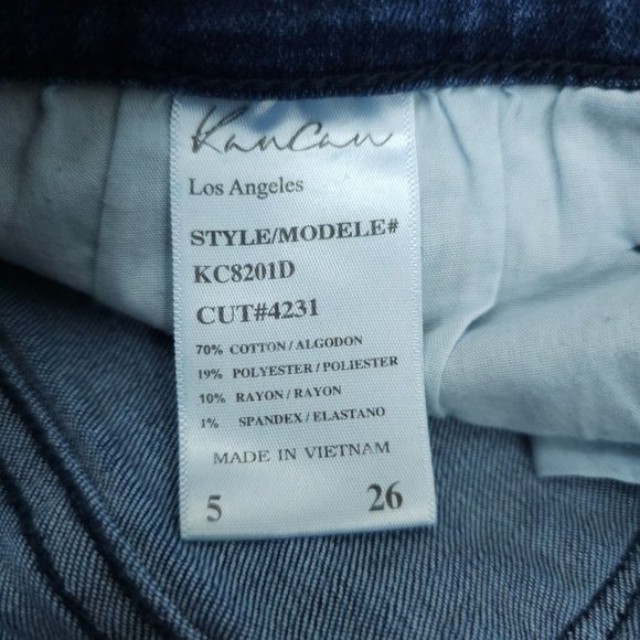 Kancan Moto Jeans Capri Distressed Stretch Frayed Hem Size 5 / 26 LowRise Skinny - Picture 4 of 12